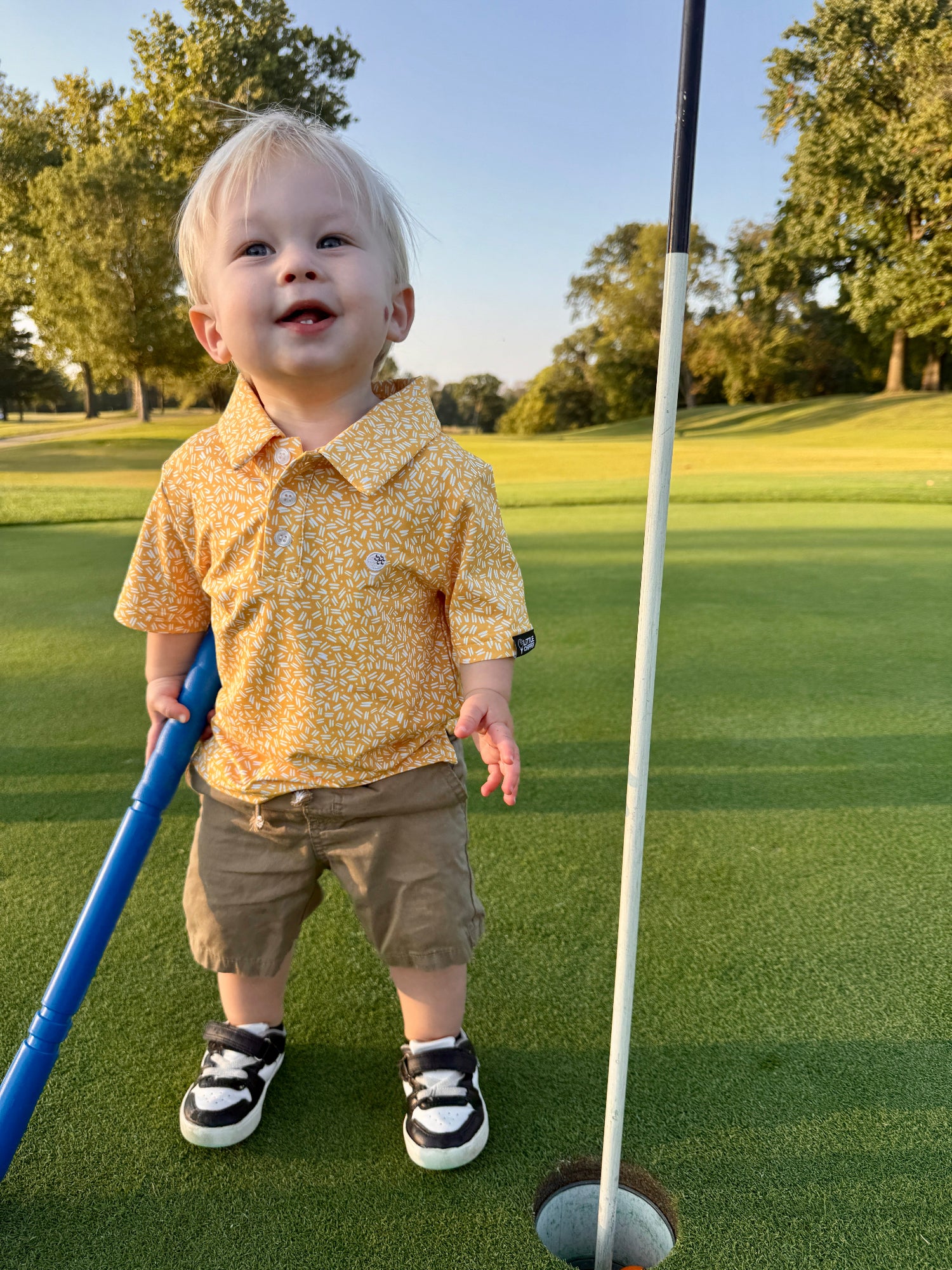 Golden Hour Toddler Golf Polo Flag