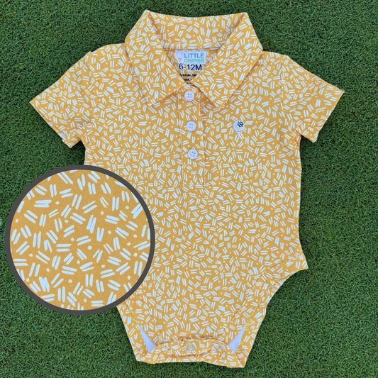 Golf polo onesie for babies - golden hour