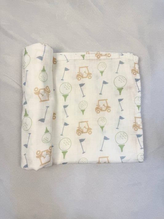 Golf Themed Baby Muslin Swaddle