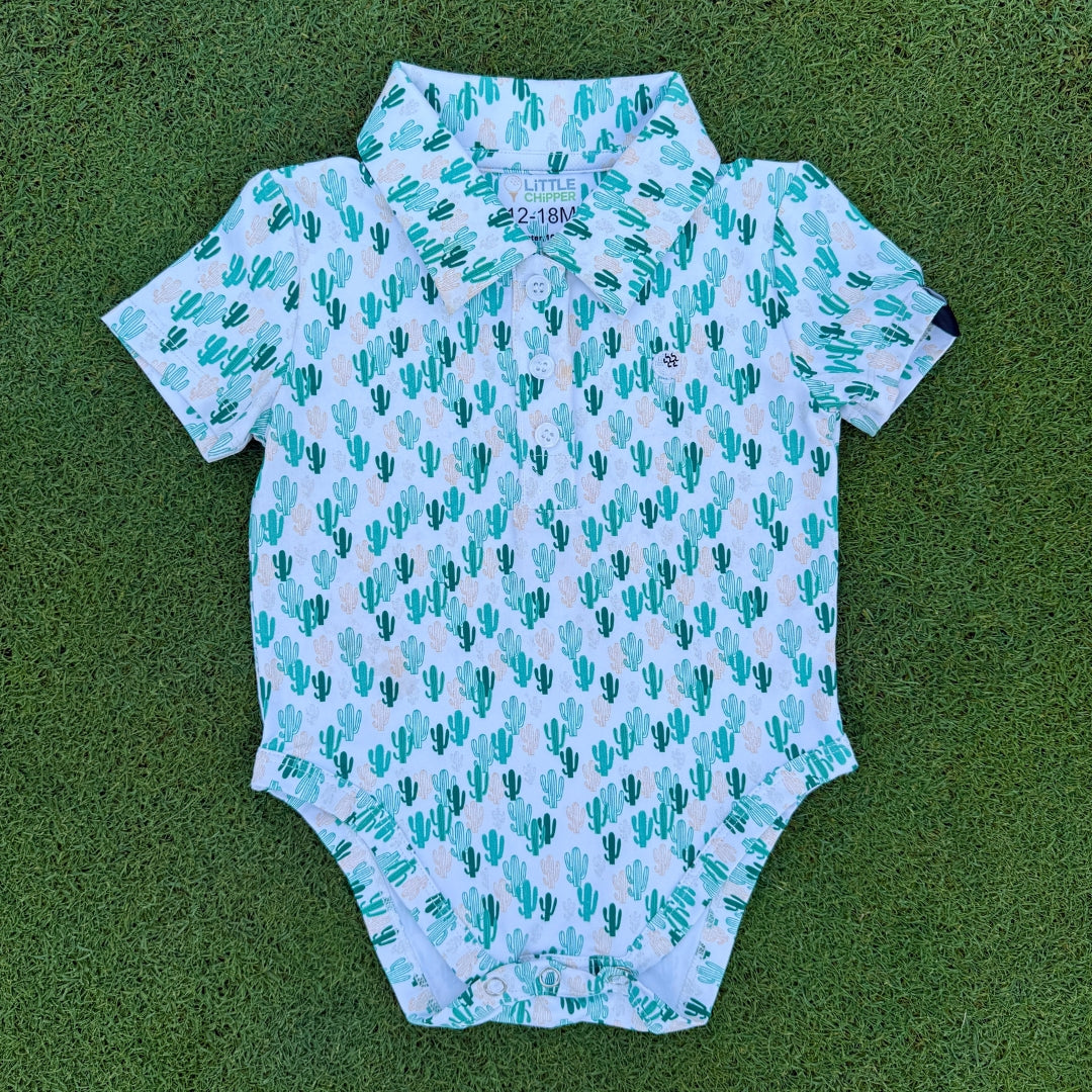Palm Desert cactus golf polo onesie