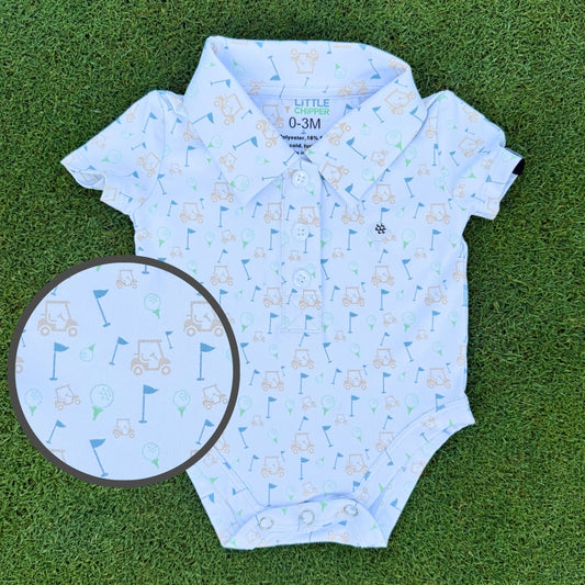 Golf polo onesie for babies - tee time