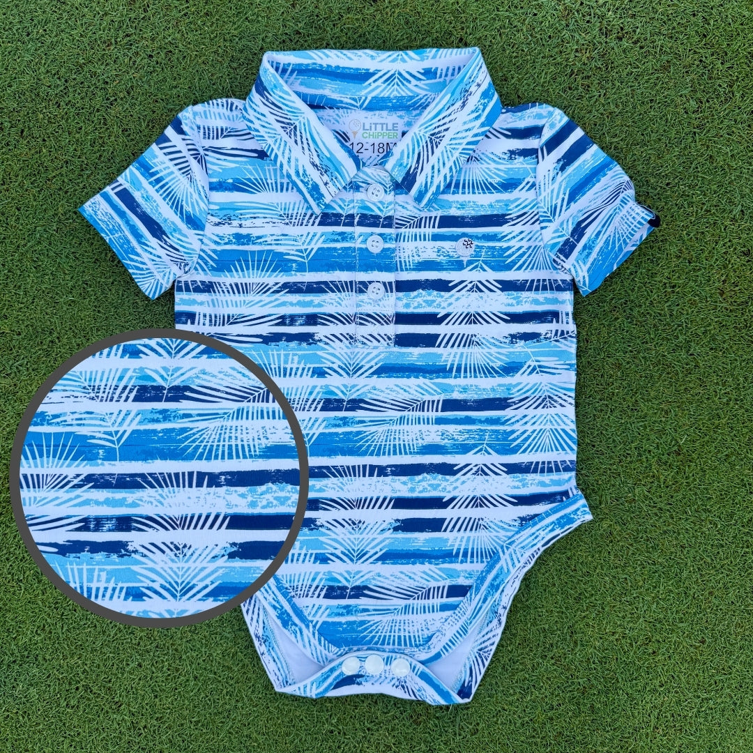 Golf polo onesie for babies - birdie blue